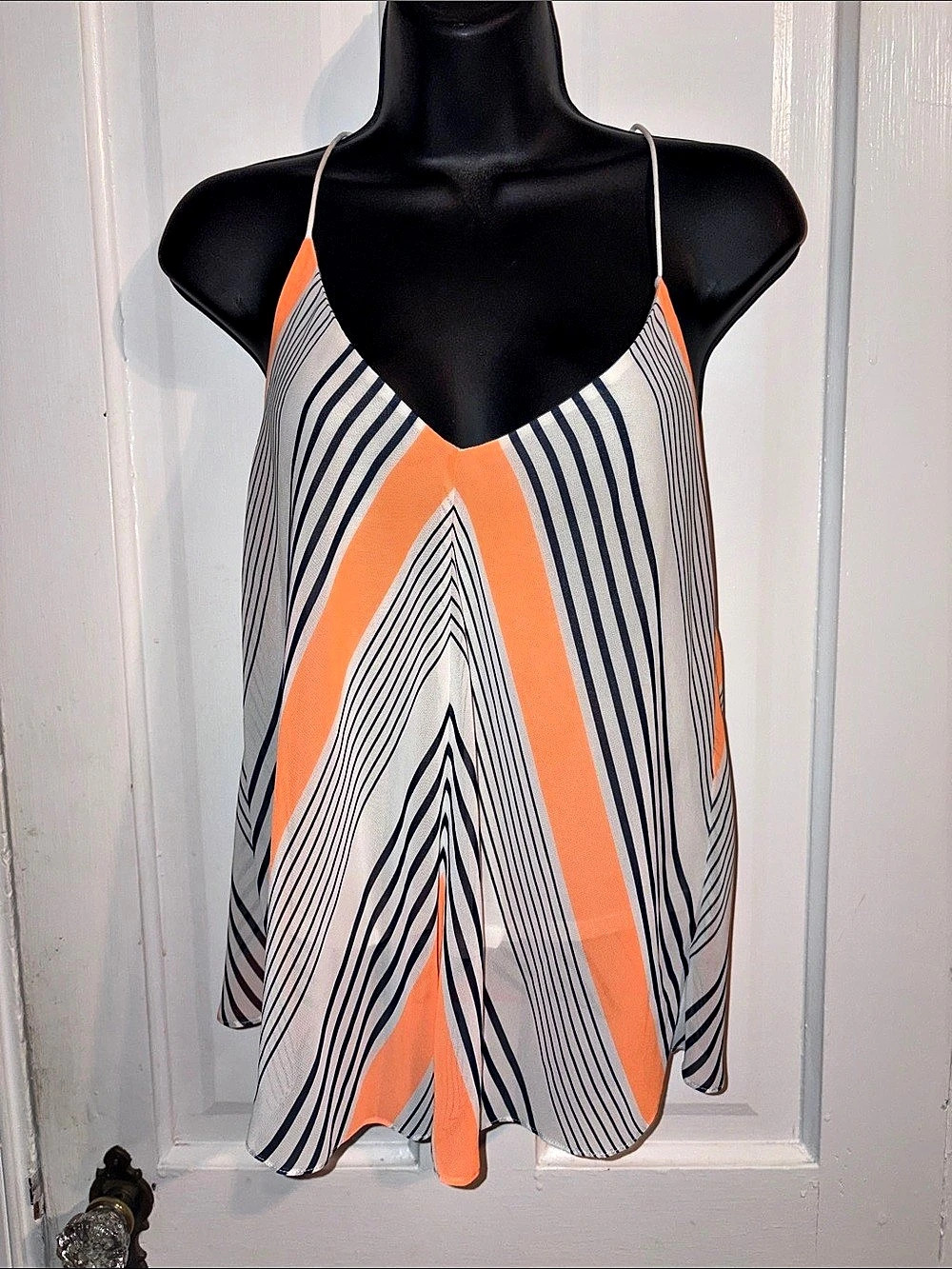 Dolce Vita Geometric Halter Top in Orange & White Size Small